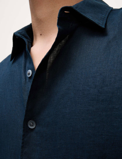 Slim Fit Keten Uzun Kollu Gömlek