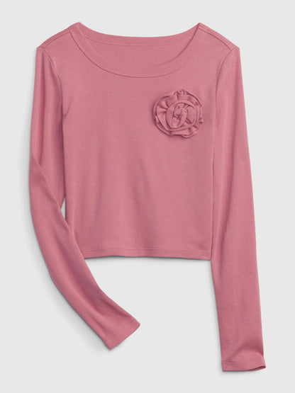 Pembe Organik Pamuk Grafikli T-shirt