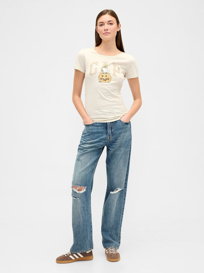 Bej Peanuts Gap Logo T-shirt