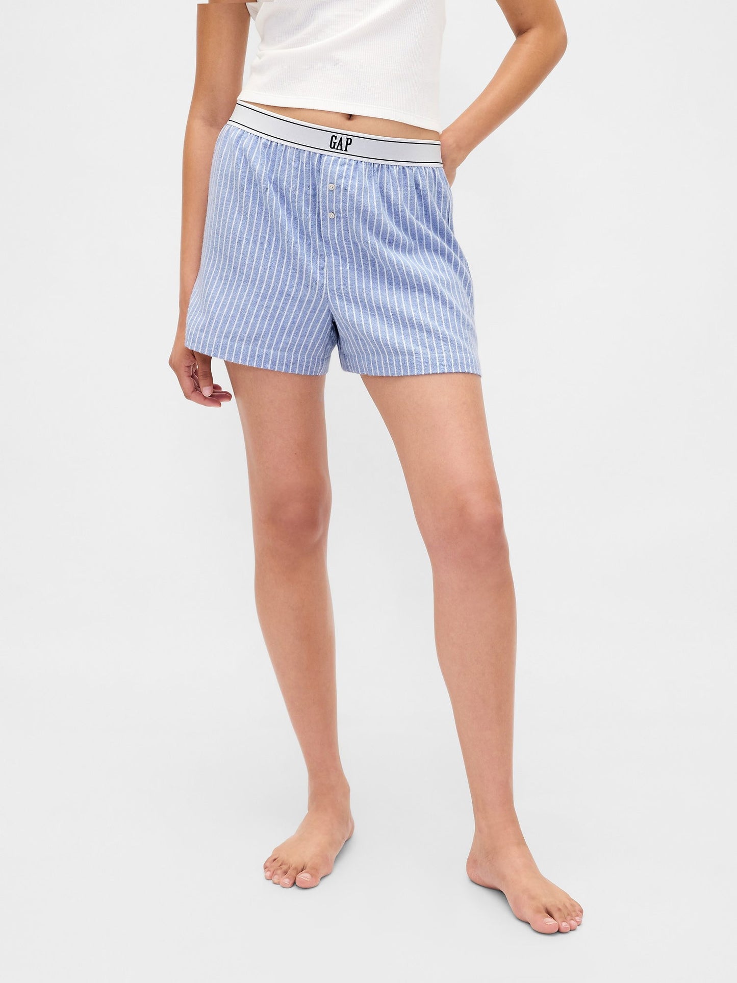 Açık Mavi Logo Flannel Boxer Şort