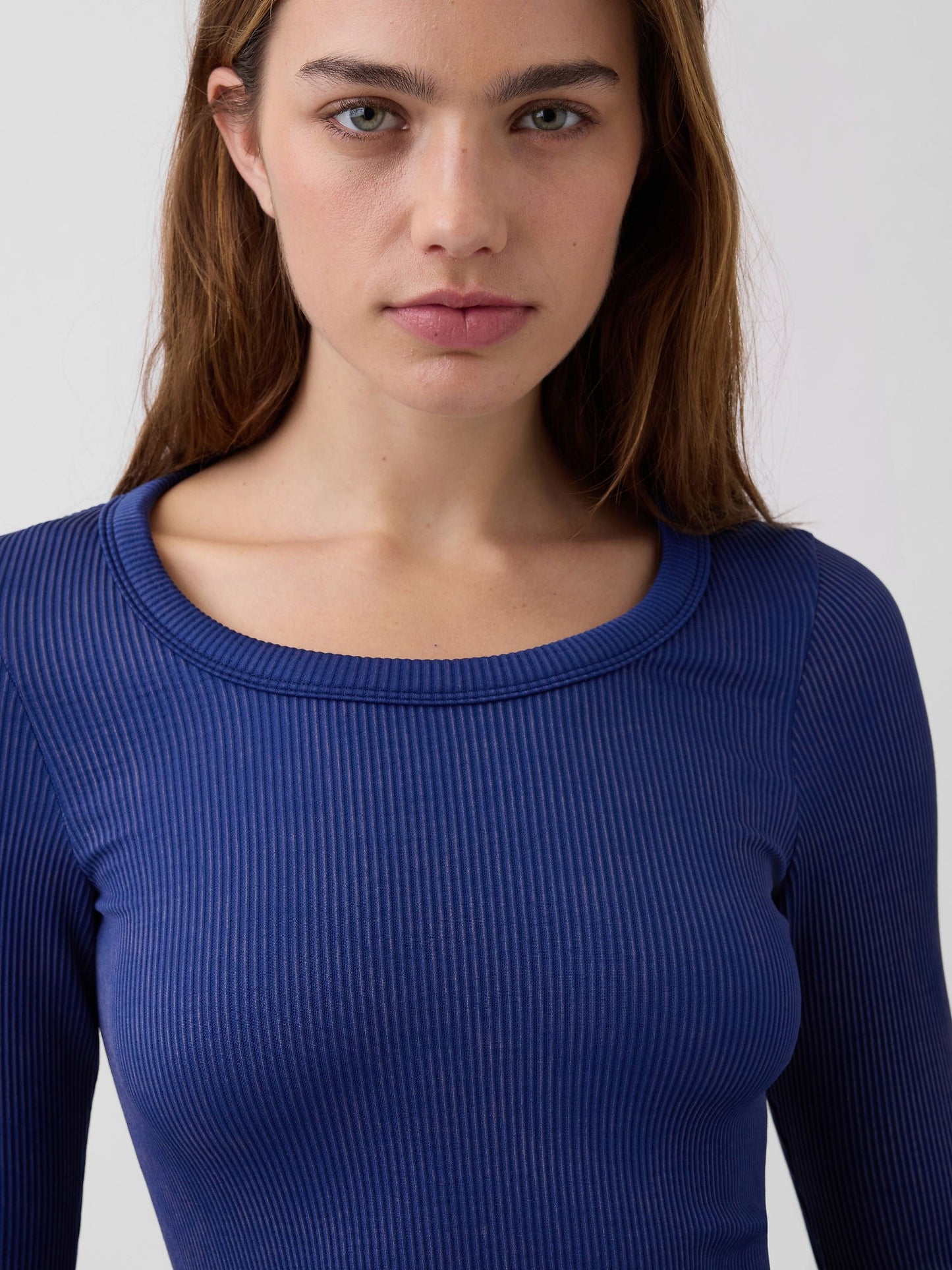 Mavi Gapfit Dikişsiz Fitilli Crop T-shirt