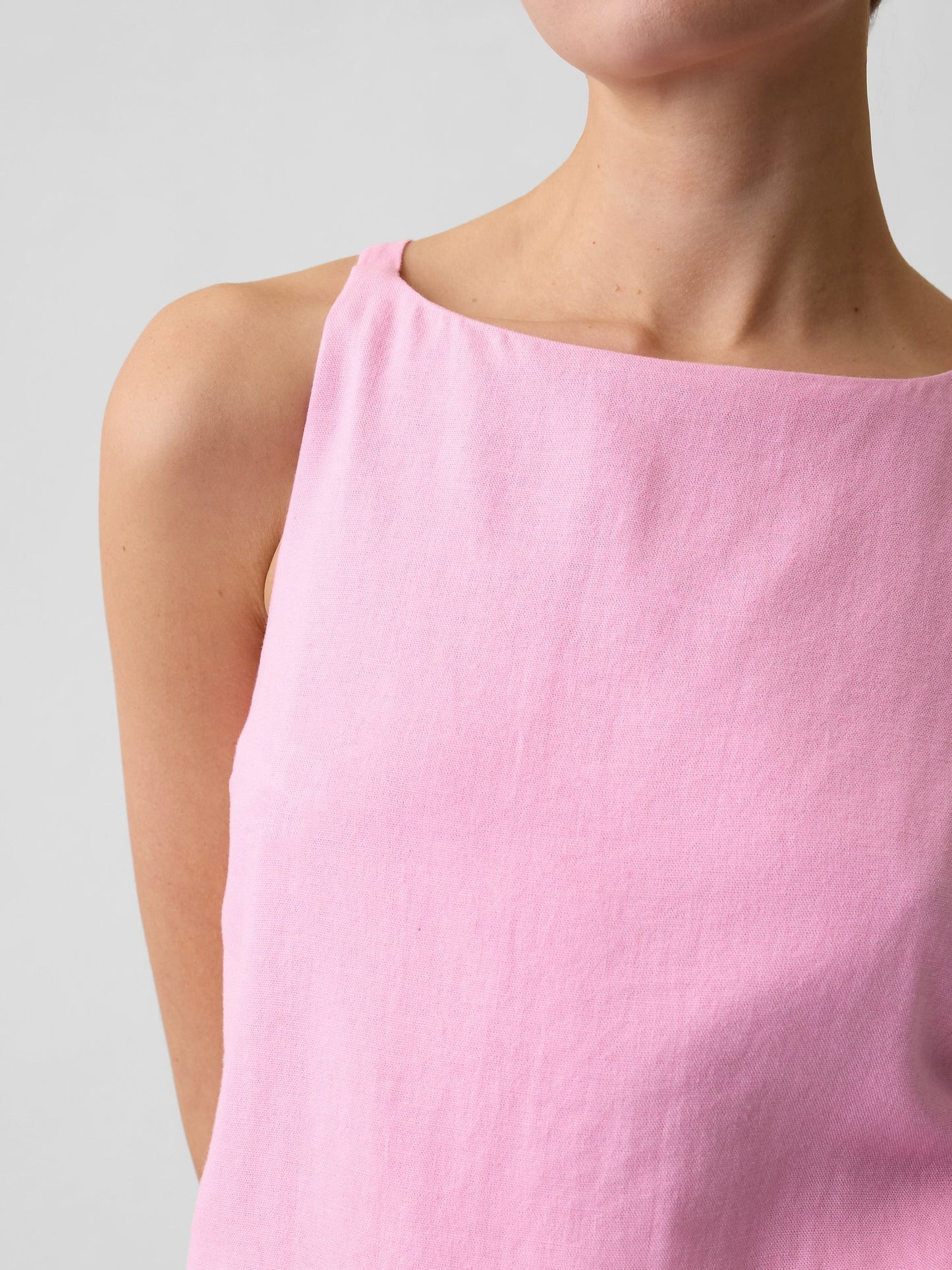 Açık Pembe Keten Karışımı Apron Bluz