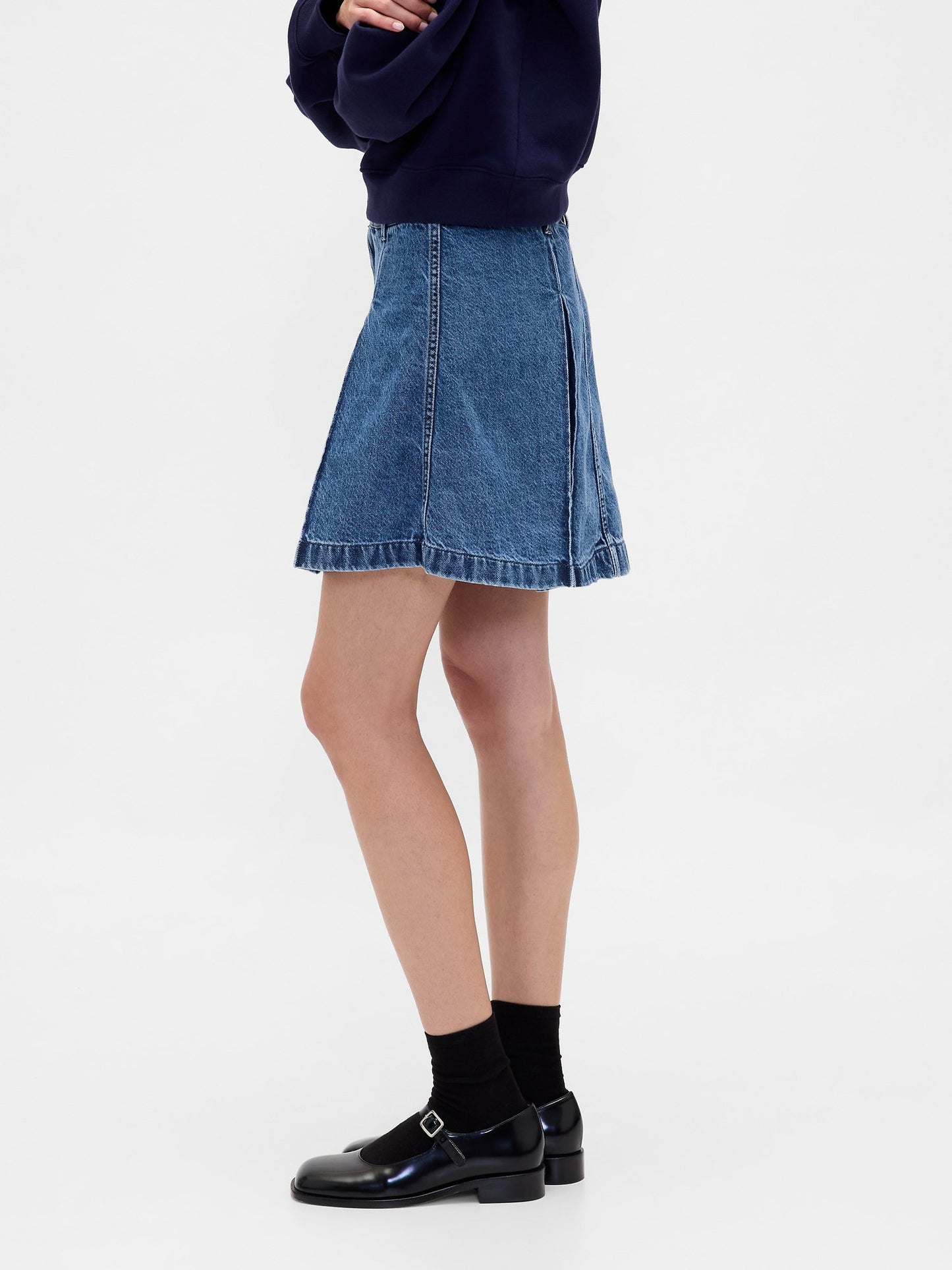 Mavi Gap × Sandy Liang Pileli Denim Mini Etek