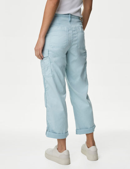 Lyocell™ Straight Leg Crop Kargo Pantolon