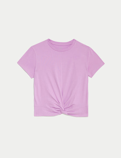 Büzgü Detaylı Kısa Kollu T-shirt (6-16 Yaş)