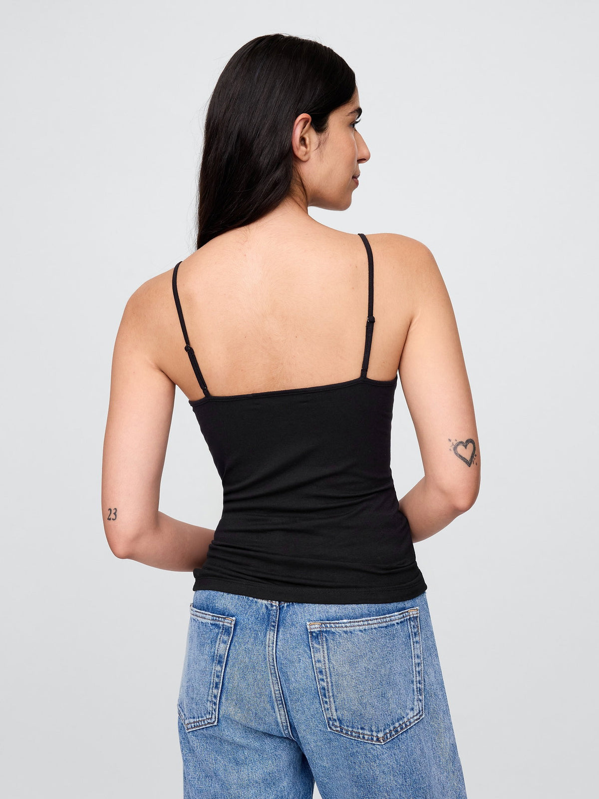 Siyah Closeknit Basic Cami Atlet