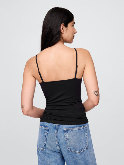 Siyah Closeknit Basic Cami Atlet