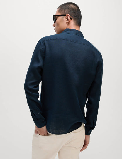 Slim Fit Keten Uzun Kollu Gömlek