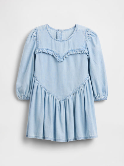 Mavi Denim Ruffle Heart Elbise