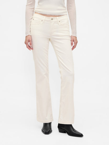 Kırık Beyaz Low Rise Corduroy Long & Lean Pantolon