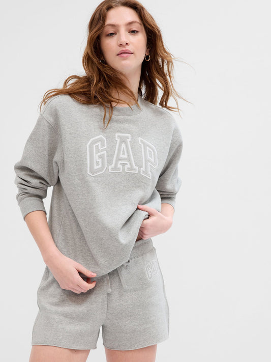 Gri Gap Logo Bisiklet Yaka Fleece Sweatshirt