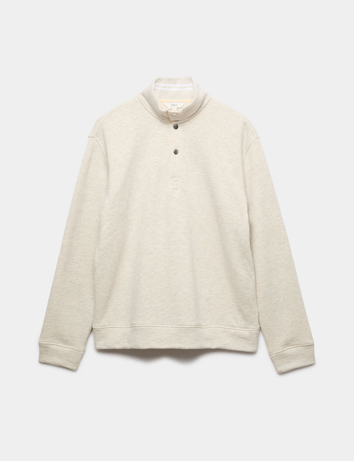 Dik Yaka Düğmeli Sweatshirt