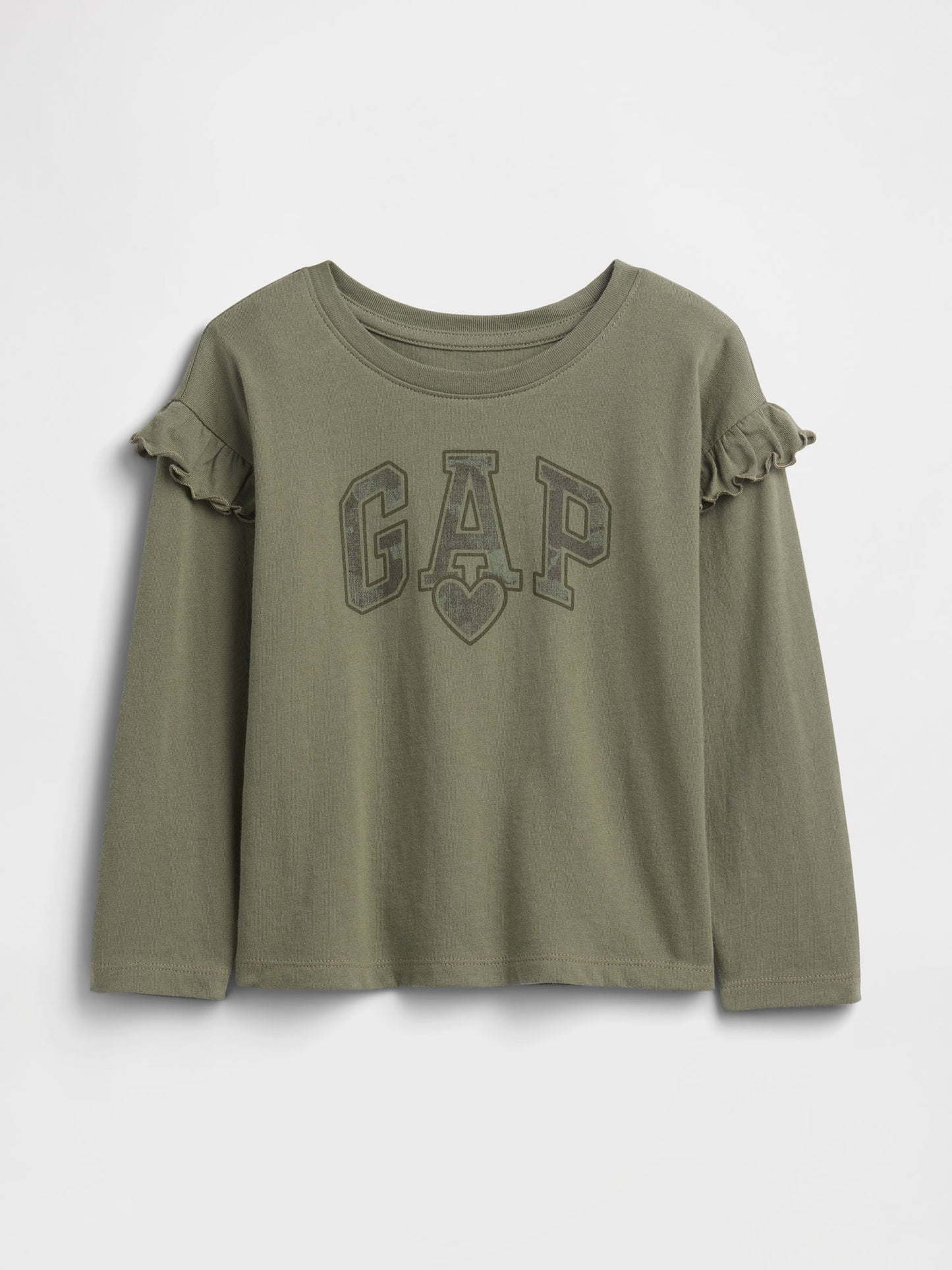 Yeşil Gap Logo Volanlı Bisiklet Yaka T-shirt