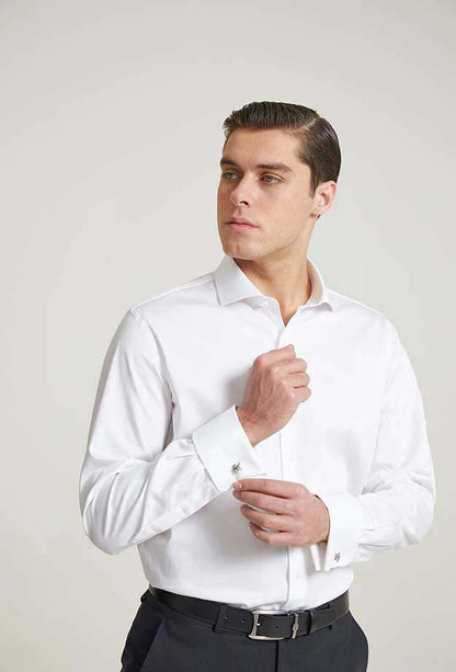 Damat Slim Fit Beyaz Düz Nano Care Gömlek