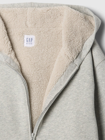 Gri Vintagesoft Sherpa Fermuarlı Sweatshirt
