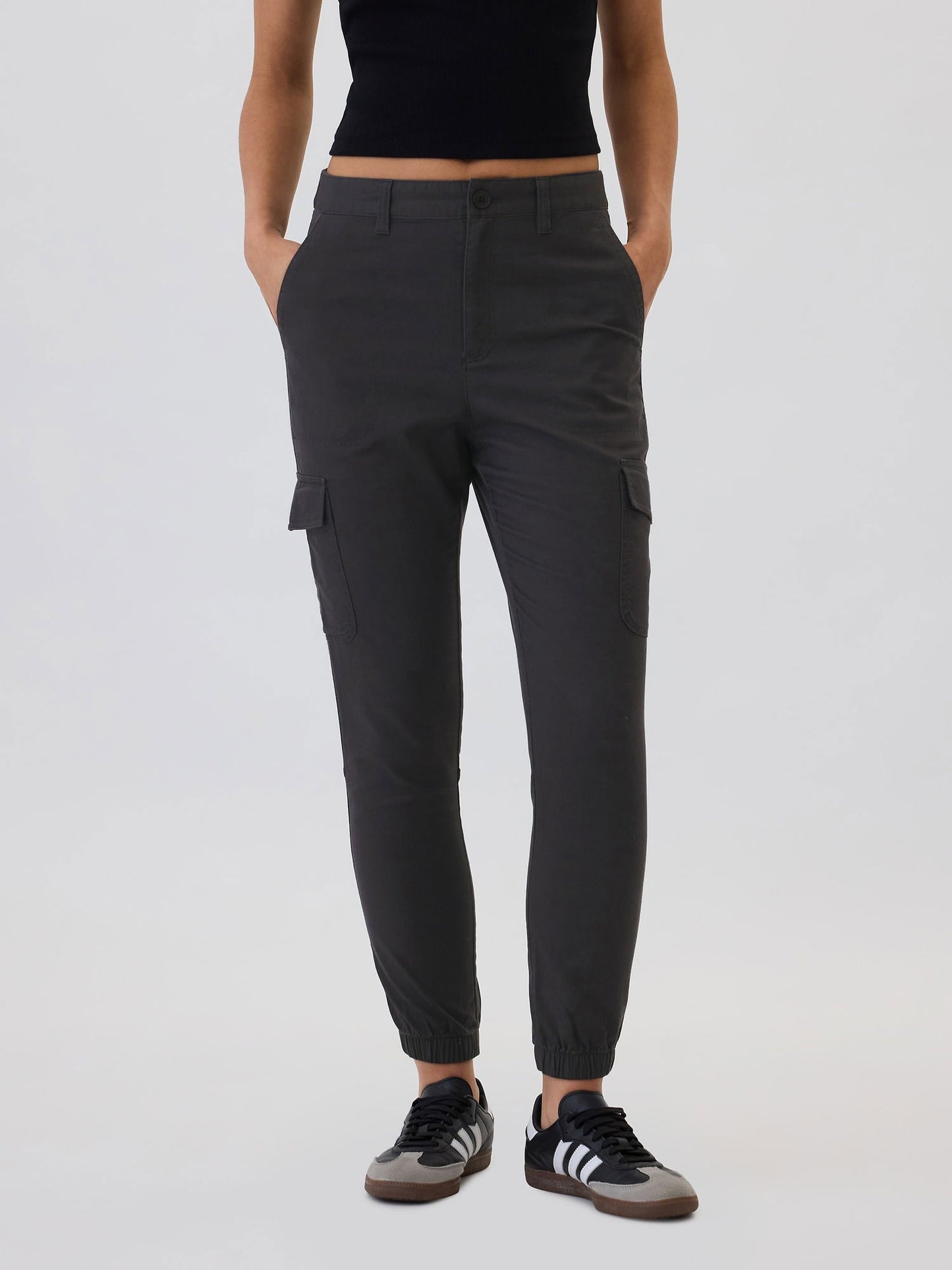 Siyah Twill Jogger Kargo Pantolon