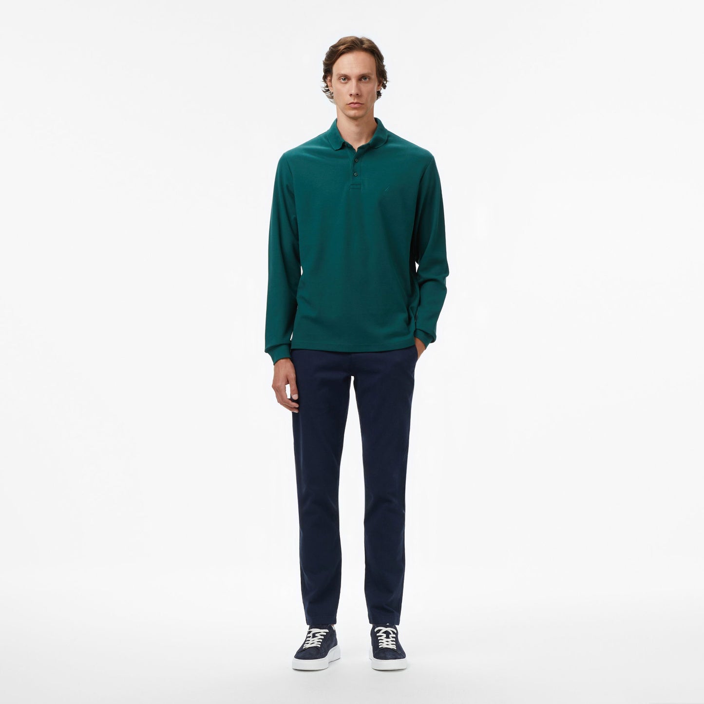 Nautica Erkek Yeşil Classic Fit Uzun Kollu Polo Yaka T-shirt