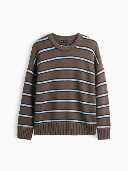 Kahverengi 100% Pamuk Oversized Kazak