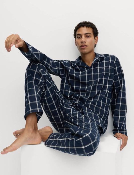 Saf Pamuklu Kareli Pijama Takımı