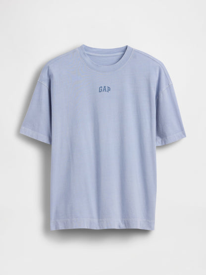 Açık Mavi Organik Pamuk Vintagesoft Athletic Logo Tunik T-shirt