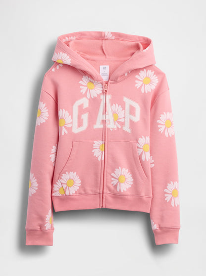 Pembe Relaxed Gap Logo Fransız Havlu Kumaş Fermuarlı Sweatshirt