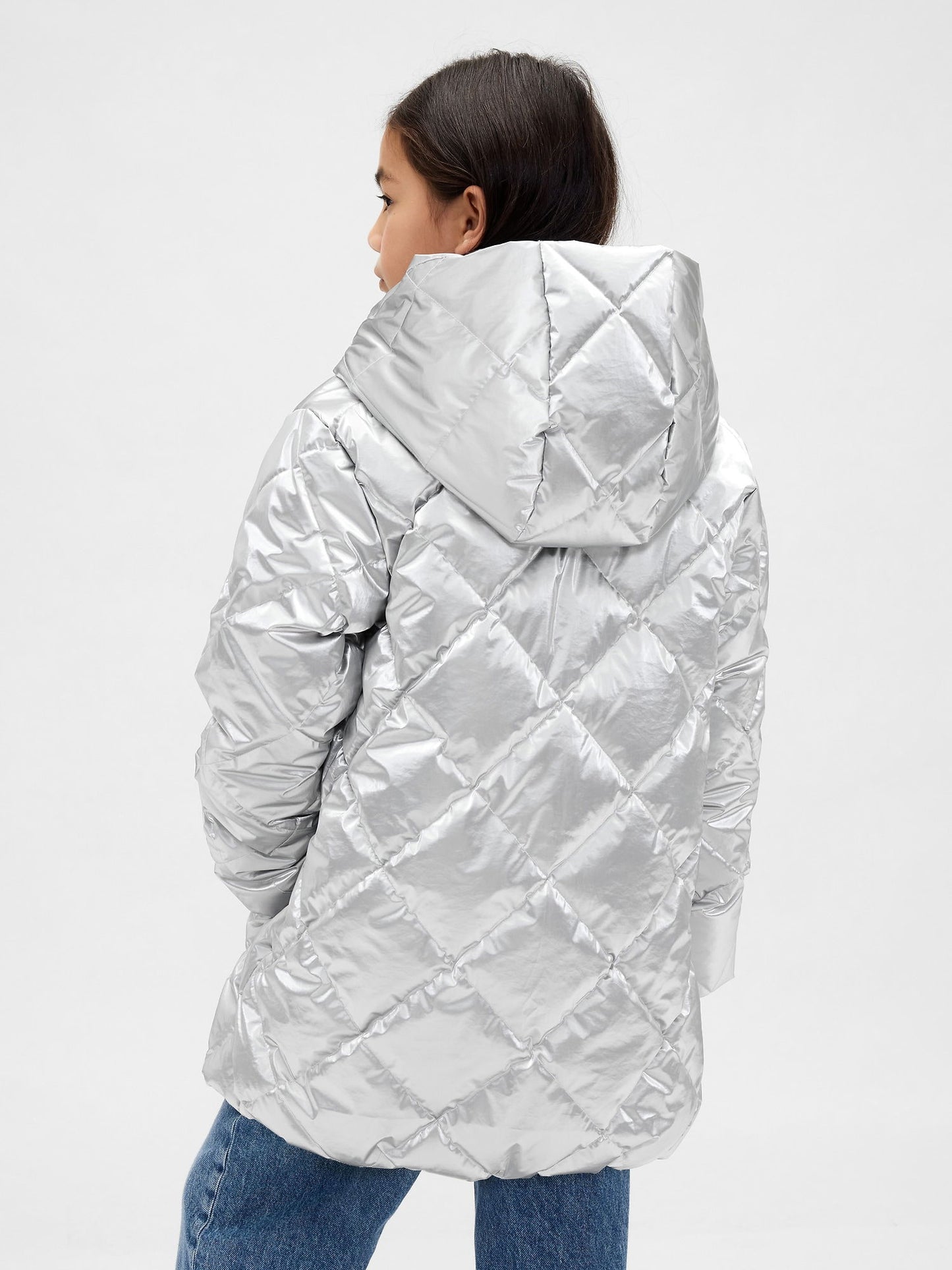 Gri Kapitone Puffer Şişme Mont