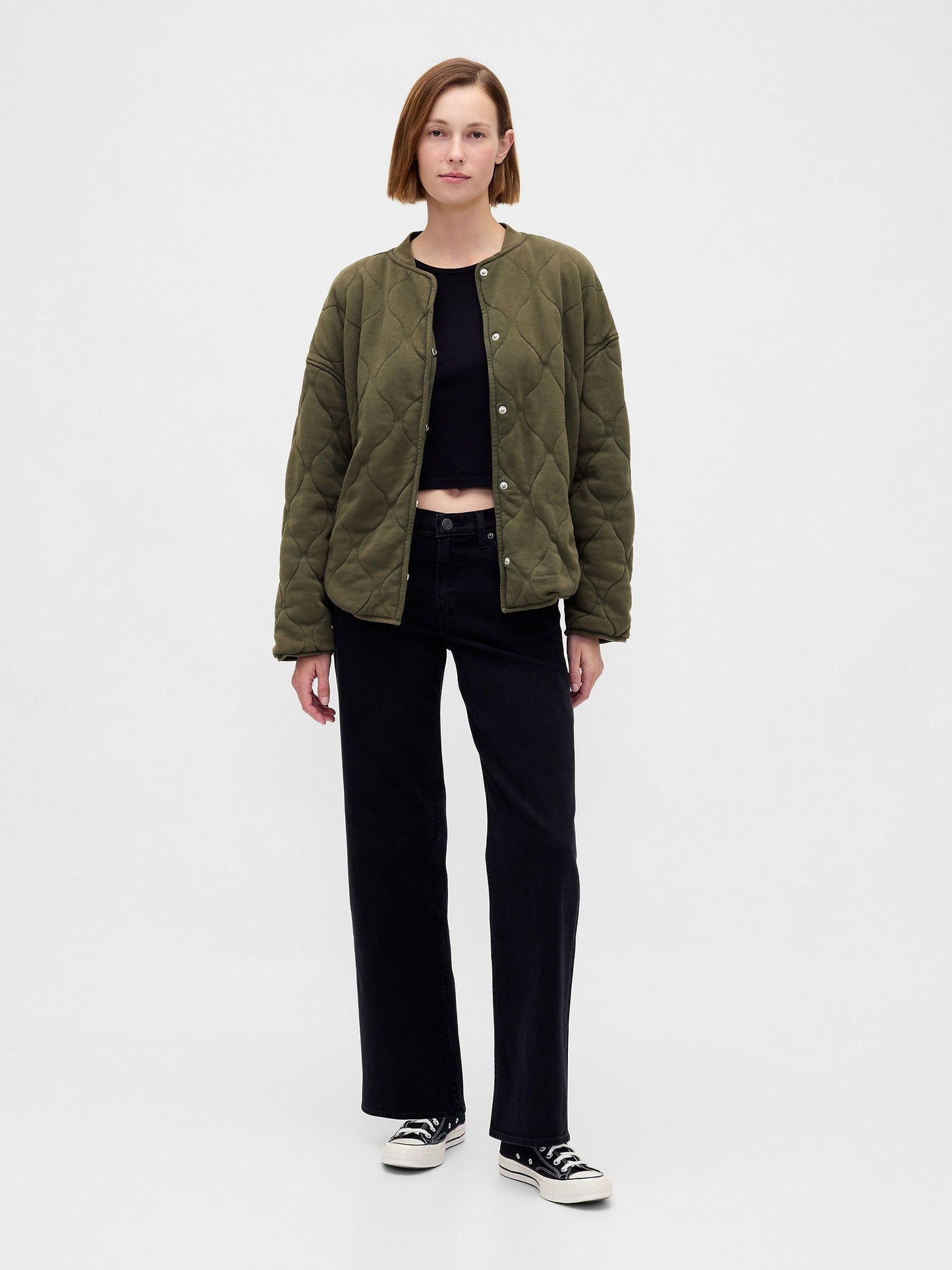 Haki Vintagesoft Kapitone Oversized Ceket