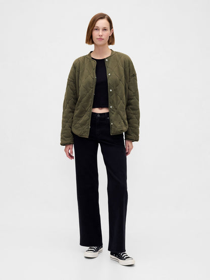 Haki Vintagesoft Kapitone Oversized Ceket