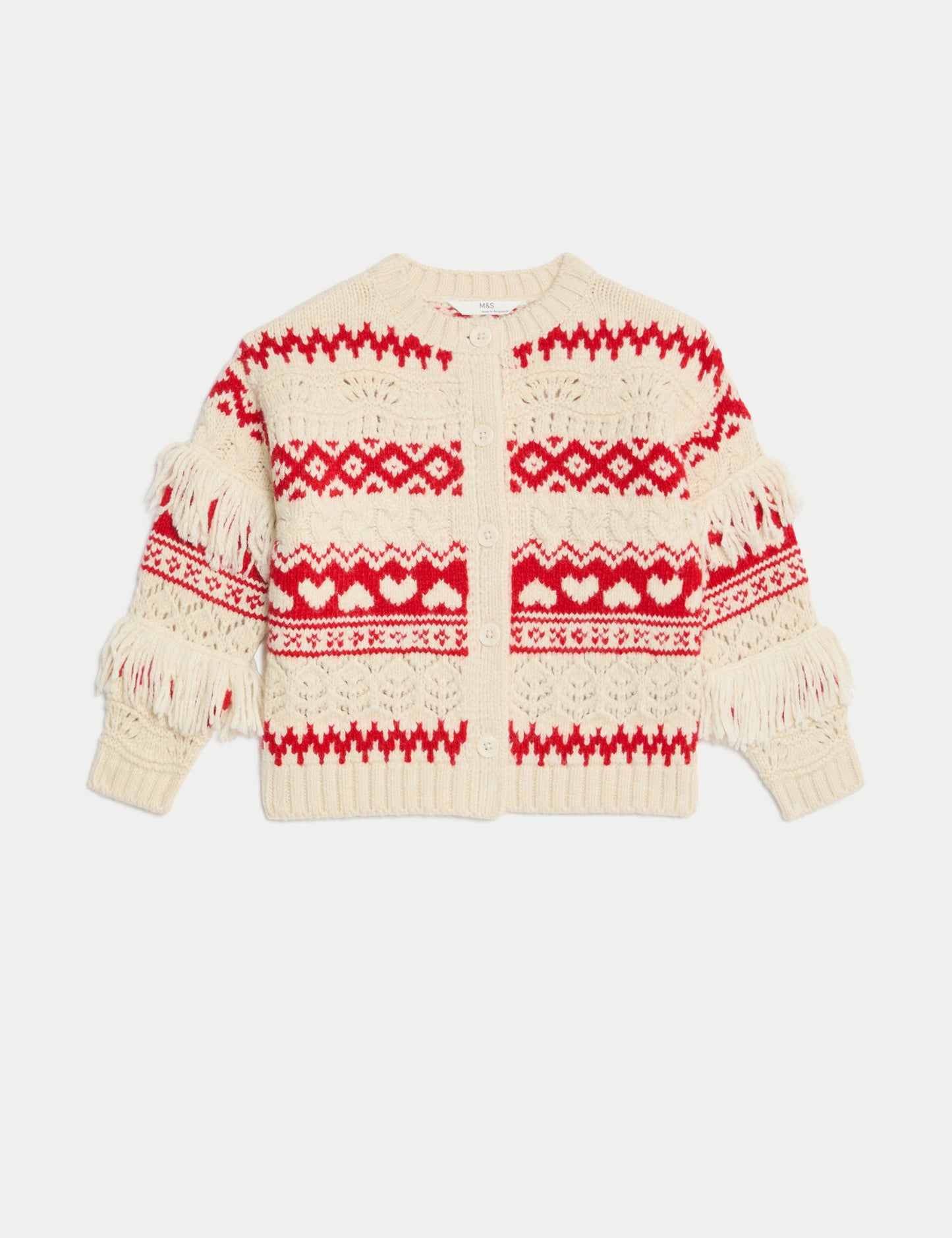 Fair Isle Püsküllü Yılbaşı Hırkası (1-8 Yaş)