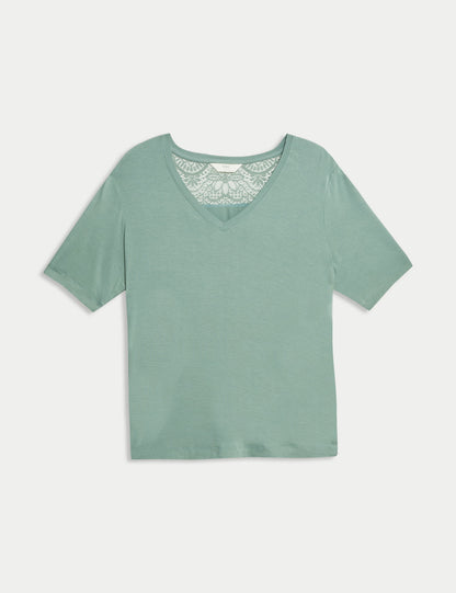 Dantel Detaylı Pijama Üstü