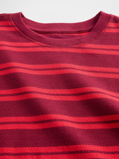 Çizgili Waffle T-shirt