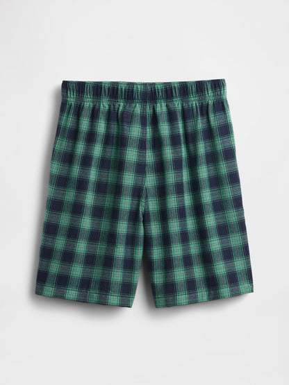 Yeşil Çocuk Geri Dönüştürülmüş Boxer Pijama Şortları
