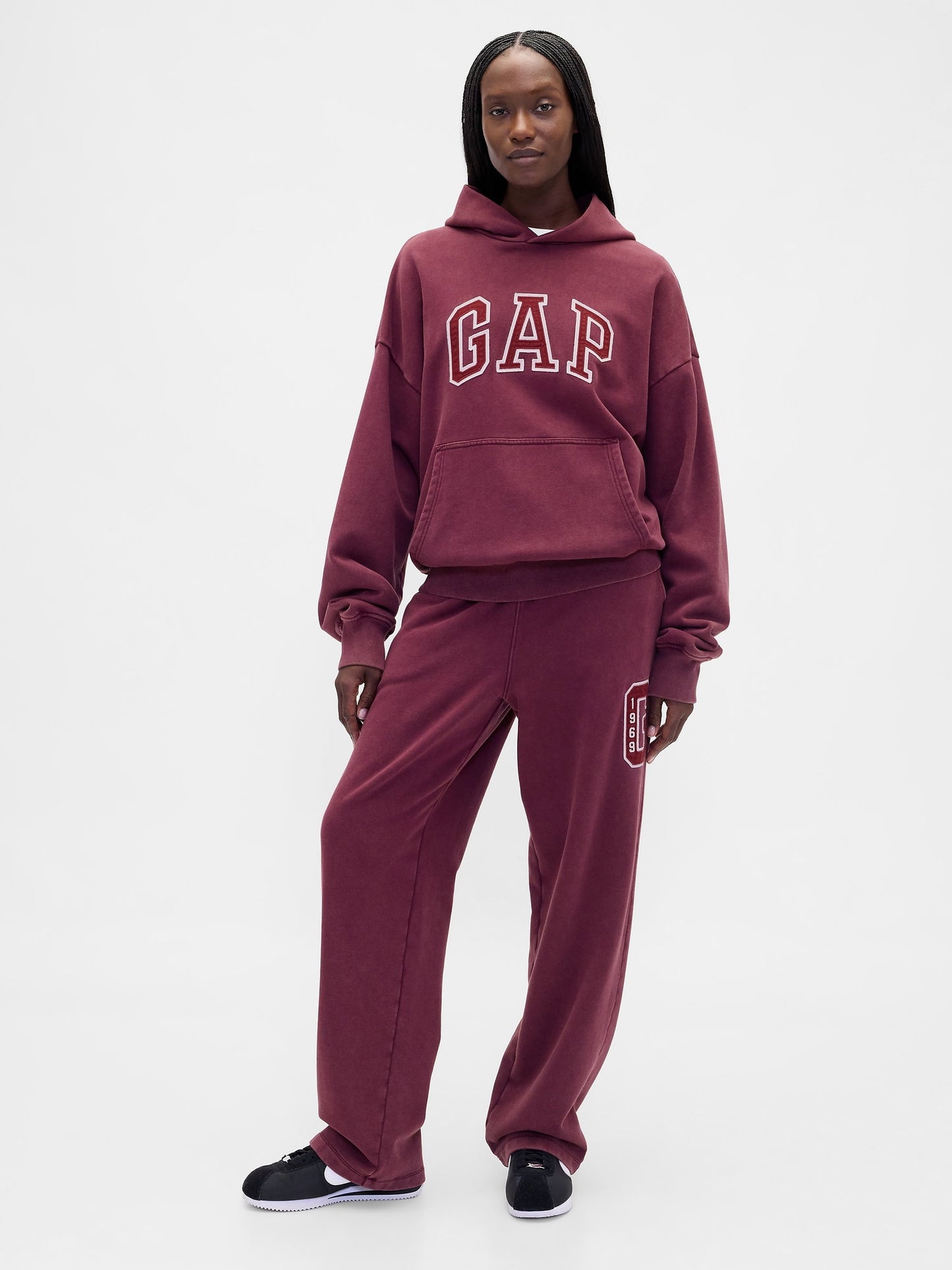 Bordo Heavyweight Relaxed Logo Pantolon