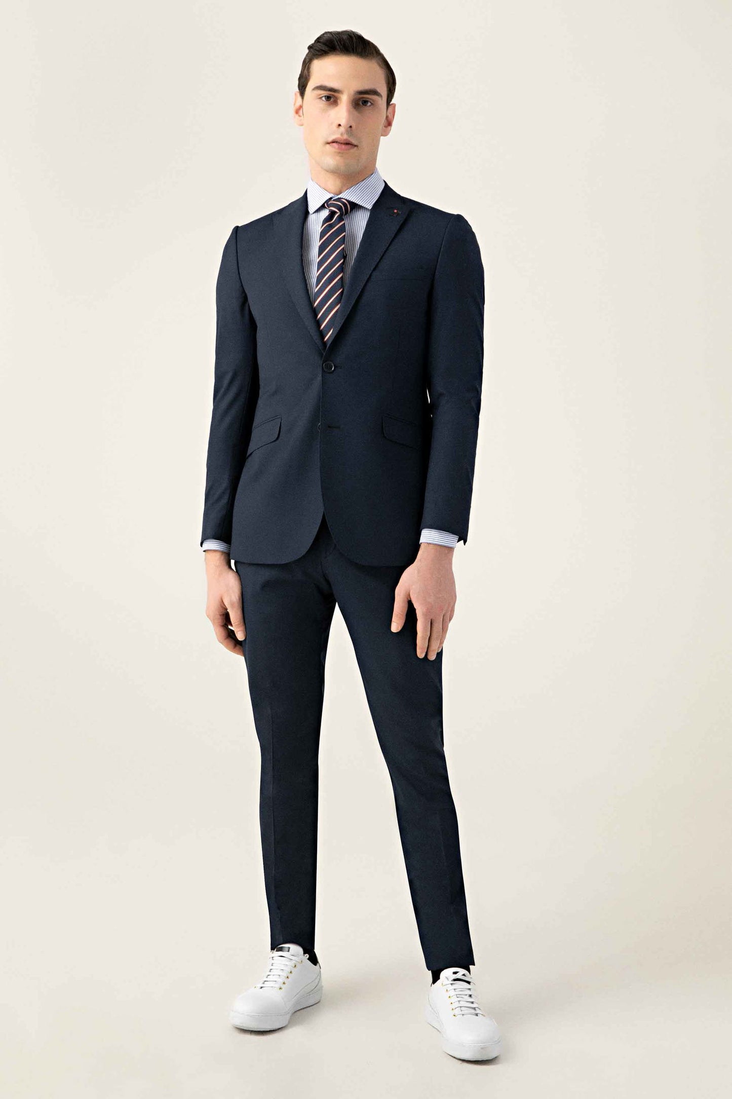 Tween Slim Fit Lacivert Düz Yün Karişimli Takim Elbise