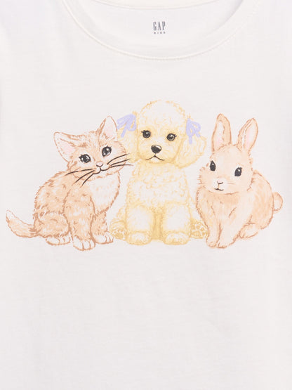 Açık Gri Grafik Baskılı T-shirt (2’li)