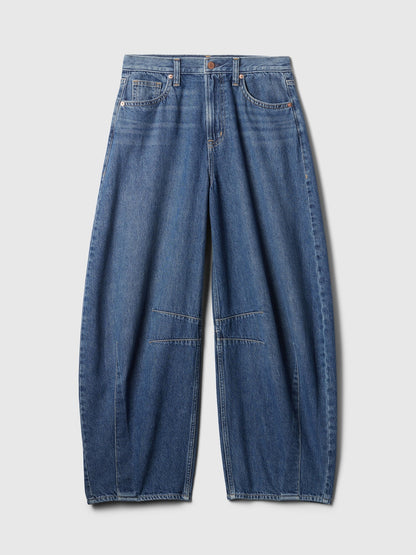 Koyu Mavi High Rise Horseshoe Jean Pantolon