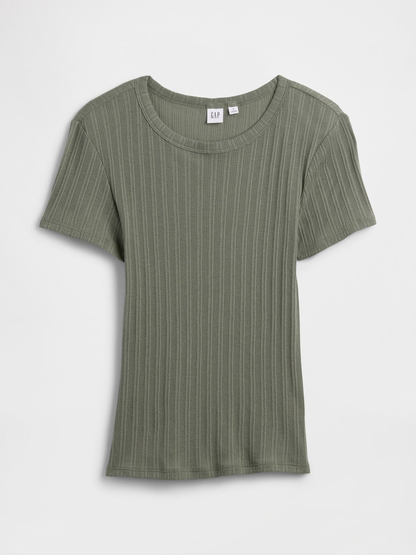 Haki Fitilli Pointelle Crewneck T-shirt