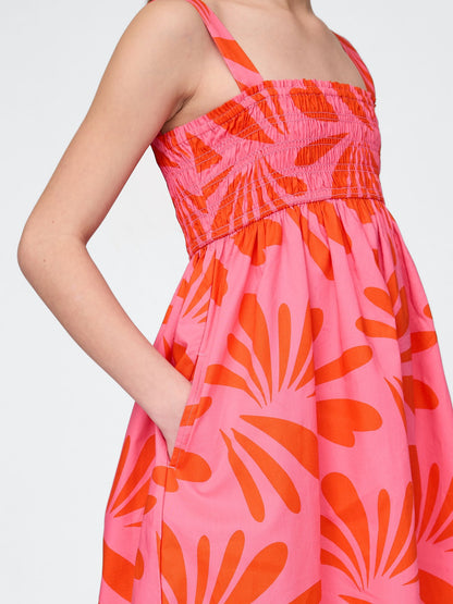 Pembe Smocked Poplin Elbise
