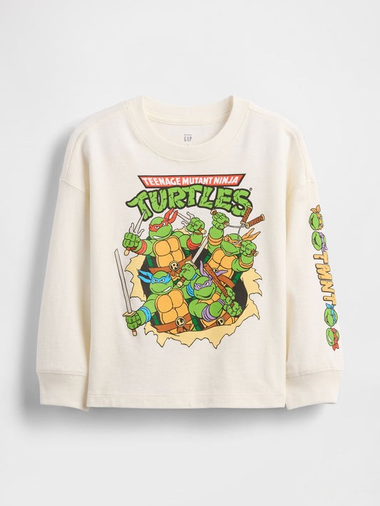 Beyaz Ninja Kaplumbağalar Grafik T-shirt