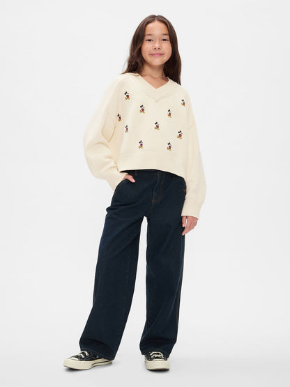 Kırık Beyaz Gap × Disney Mickey Mouse Işlemeli Kazak