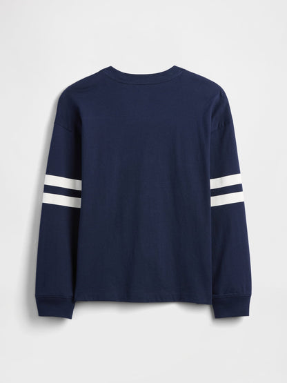 Lacivert Relaxed Grafik Baskılı T-shirt