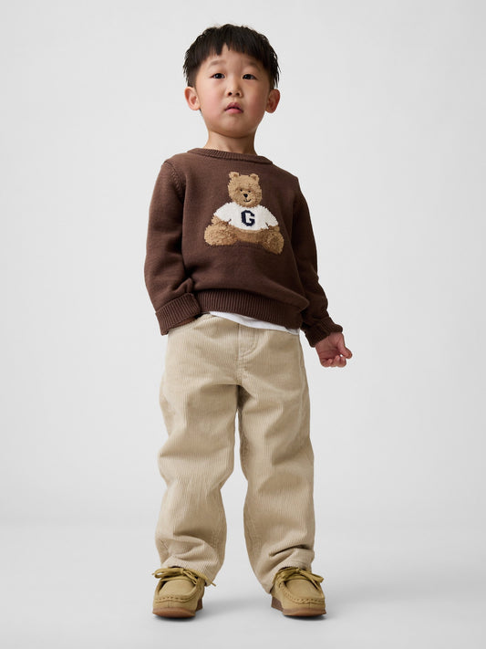 Bej Kadife Pull-on Baggy Pantolon