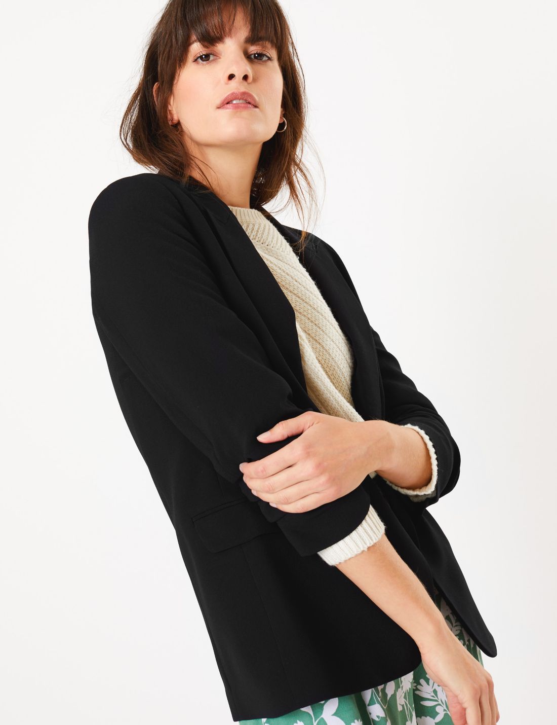Relaxed Fit Büzgü Detaylı Blazer Ceket