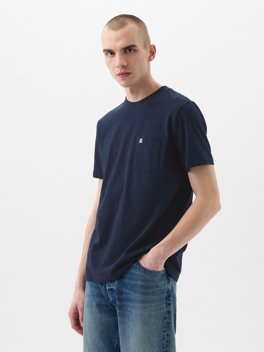 Lacivert Organik Pamuk Cepli T-Shirt