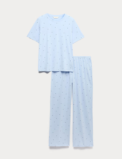 Saf Pamuklu Baskılı Pijama Takımı