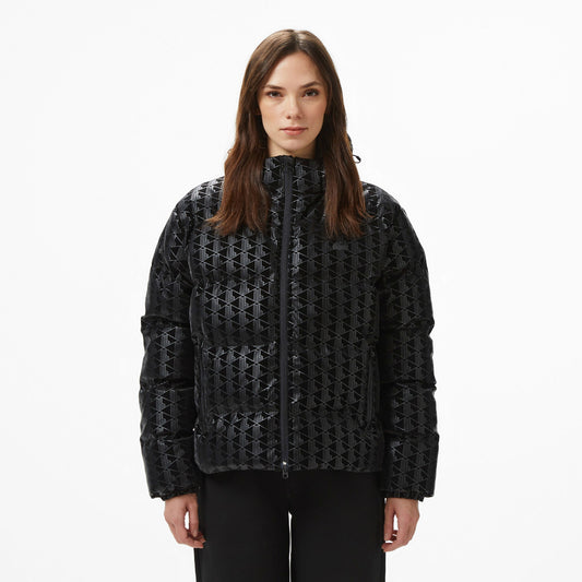 Lacoste Kadın Kapüşonlu Monogram Siyah Mont