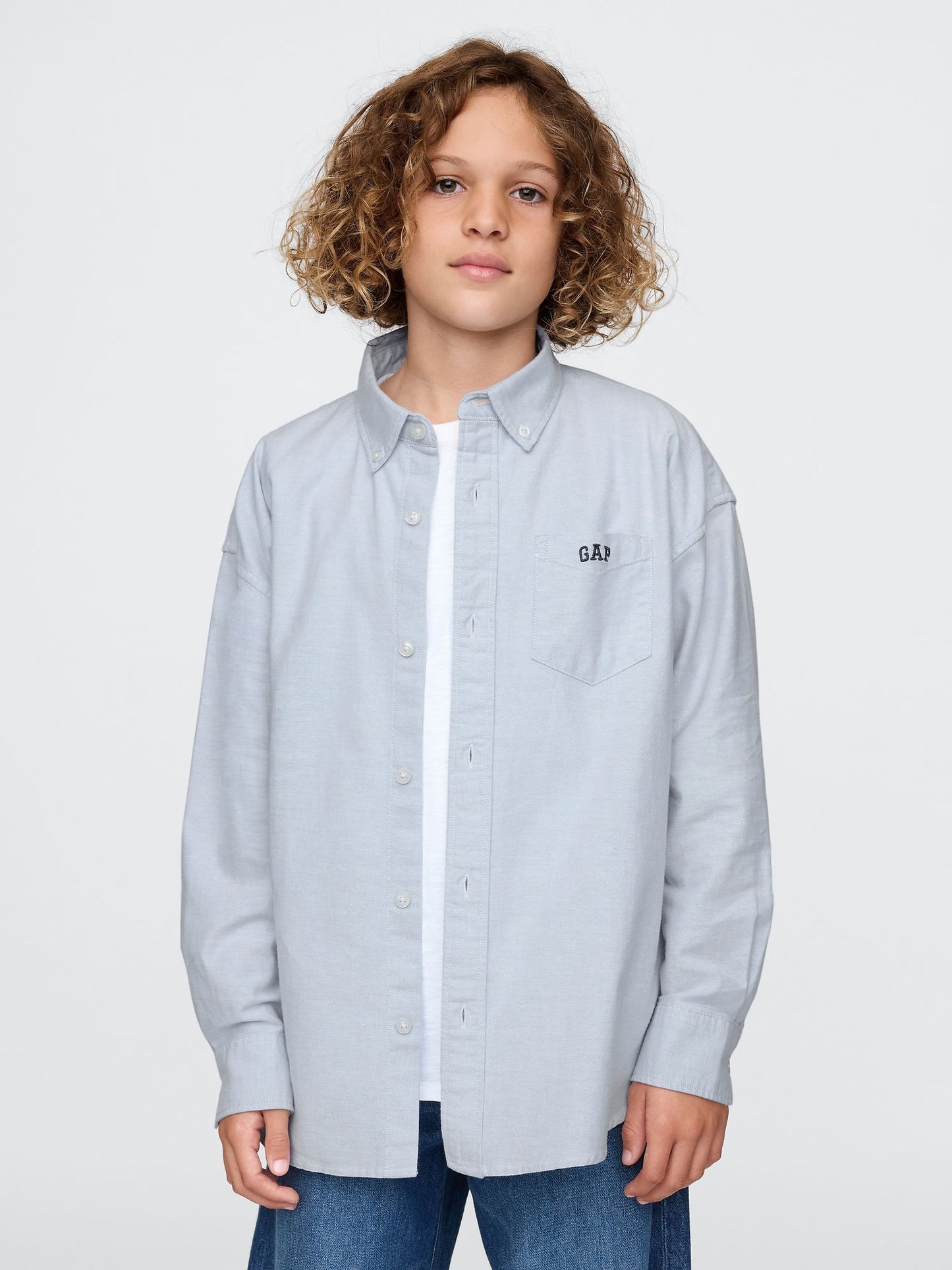 Açık Mavi Mini Gap Logo Oxford Gömlek