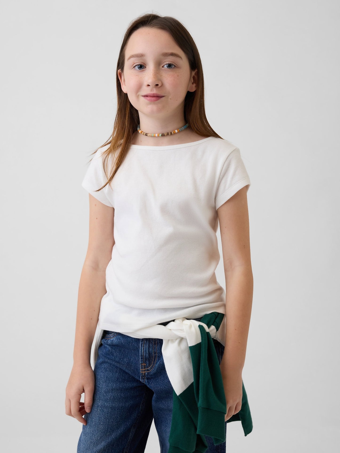 Beyaz Cap-sleeve Fitted T-shirt