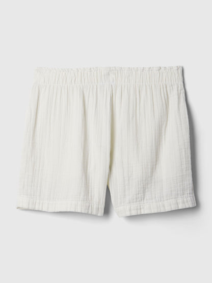 Kırık Beyaz Crinkle Gauze Pull-on Şort
