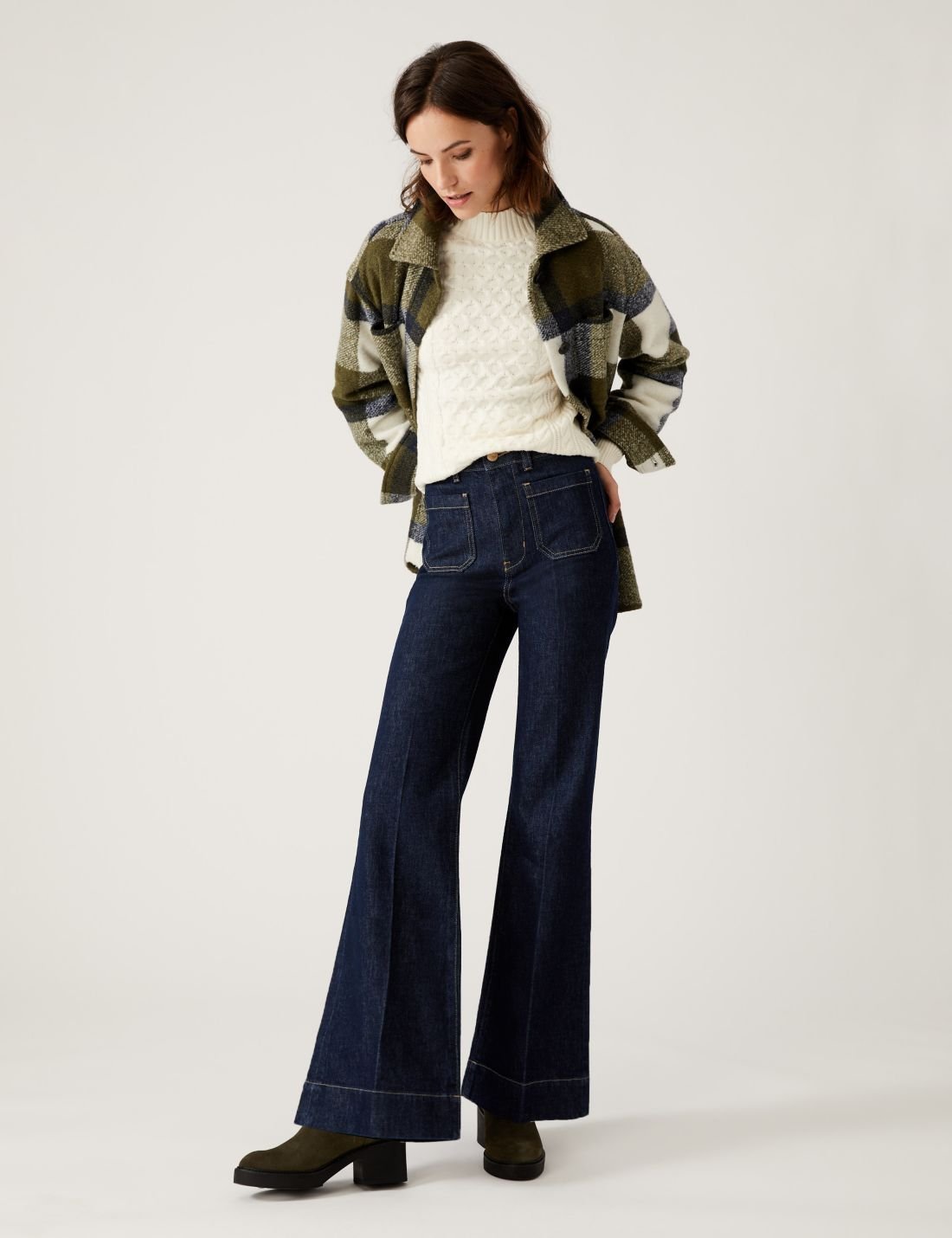 Yüksek Bel Flared Fit Jean Pantolon